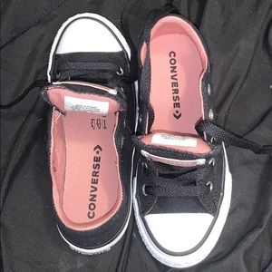 Girls black and pink converse shoes